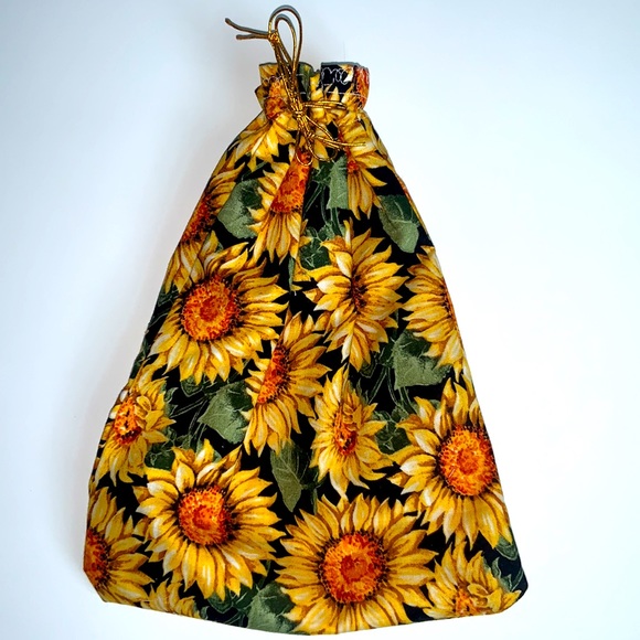 Hand Crafted Other - HAND CRAFTED Colorful Sunflower Fabric Two Reusable Lined Gift Bags Drawstring